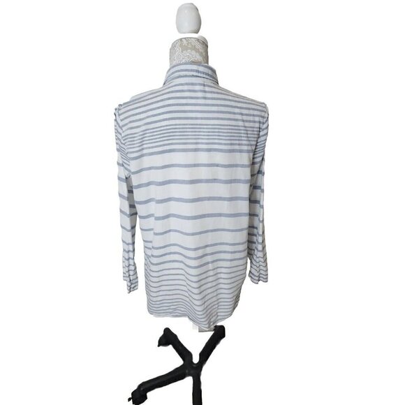 J. Jill Top Tunic Blue & White Striped Long Sleeve Button Cotton Women's Small - Picture 4 of 8